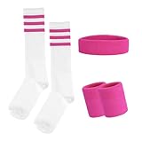 Schweissband und Socken Set, 80er 90er Jahre Schweißband Gestreiftes Stirnband, Armband, Gestreifte...