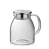 kela Glaskaraffe mit Deckel 1,2 L LUNA, Glaskrug hitzebeständig, 2 Ausguss-Öffnungen,...