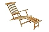 SAM Teak Holz Deckchair, Liege-Stuhl, verstellbar, geschliffen, robuste Garten- Balkon- Sonnenliege,...