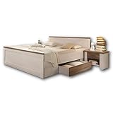 LUCA Stilvolle Bettanlage 180 x 200 cm mit 2x Nachtkommoden & 2x Bettkästen - Schlafzimmer...