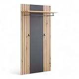 Stella Trading Lagos Garderobenpaneel in Artisan Eiche Optik, Anthrazit - Moderne Hutablage mit...