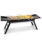 Tragbarer Holzkohlegrill,Outdoor Grill Mit Seitentisch | Tragbares BBQ Zubehör Für Picknick...