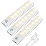 Vicloon LED Sensor Licht,15cm Mini Schrankbeleuchtung Led Bewegungssensor,USB-C Aufladbar...