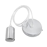 Zaphara E27 Industrial Style Lampenfassung Schlafzimmer Pendelleuchte mit 1 m Kabel(Silber)