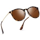 kunchu Sonnenbrille-Damen-Polarisierte-Sonnenbrille-Rund-UV400-im-Retro-Sonnenbrille-für-Damen &...