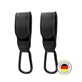 ESSENTIVAL Kinderwagen Haken für Taschen (2 Stück) - Großer Universalkarabiner für Kinderwagen,...