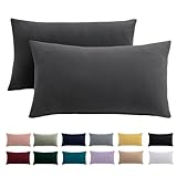 Kissenbezug 40 x 80 2er Set - Kopfkissenbezug 40x80 Anthrazit Für Kissen 100% Mikrofaser...