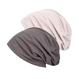Voarge 2 Stück Beanie Mütze, Dünne Slouch Baumwolle Mütz, Kopfbedeckung Schlafmütze,...
