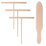 Bosiyrggrl Set mit 4 Pfannenwendern aus Holz in T-Form zum Ausrollen von Pfannkuchenteig,...