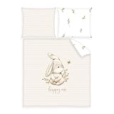 Herding babybest Wiegenbettwäsche, Häschen, Kopfkissenbezug 35 x 40 cm, Bettbezug 80 x 80 cm, 100%...