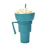 Becher mit Strohhalm | Tasse mit Spenderhalter, Outdoor-Tasse mit Griff für Popcorn, Kino, Dessert,...