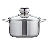 Level One Topf Edelstahl 16 cm Kochtopf Induktion 1,9 L Fleischtopf & Bratentopf mit Glasdeckel für...