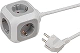 Brennenstuhl Alea-Power Steckdosenblock/Steckdosenwürfel 4-Fach (mit 1,4m Kabel und erhöhtem...