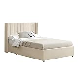 Juskys Polsterbett Savona 140x200 cm, Bett mit Stauraum, Lattenrost, Samt-Bezug, Bettgestell aus...