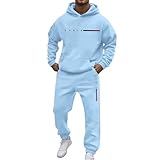 Caxndycing Jogginganzug Herren Sommer Herbst Trainingsanzug Einfarbig Kapuzenpullover und...