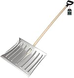 KOTARBAU® Schneeschaufel Schneeschieber 50cm mit Holzstiel Verstärkt Aluminium Schild mit...