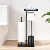 Edelstahl Klopapierhalter Stehend mit Klobürste - Toilettenpapierhalter mit Feuchttücherbox,...