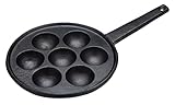KitchenCraft Aebleskiver-Pfanne mit 7 Einmündungen, Inklusive Æbleskiver-Rezept, Gusseisen, 20,5...