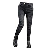 HOMDECR Damen Slim Fit Motorrad Jeans Mit Protektoren Knie Und Hüftprotektoren Stretch Slim Fit...