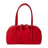 SEAYACK Luxuriöse Wildleder-Umhängetasche, trendige Bowling-Umhängetasche mit mehreren Taschen...