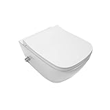 Belvit Spülrandloses Hänge-WC Weiß mit Taharet-/Bidetfunktion & Heiß-/Kaltwasser- Toilette mit...