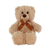 Idena 40256 - Teddybär mit kuscheligem Fell in Beige und brauner Schleife, Kuscheltier für Babys &...