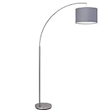 BRILLIANT Lampe Clarie Bogenstandleuchte 1, 8m eisen/grau | 1x A60, E27, geeignet für Normallampen...