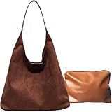 Macayda Hobo Bag Wildleder Tote Bag Vintage Handtasche Damen Groß Shopper Tasche Slouchy Bag Damen...