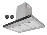 K&H 90cm Dunstabzugshaube, Inselhaube, 9 Leistungsstufen, LED, 600 m³/h, bürstenloser Motor, 5...
