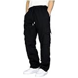 Jogginghose Herren Trainingshose Baumwolle Sporthose Mit Taschen Weites Bein Sweatpants Freizeithose...