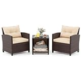 GIANTEX Rattan Gartenmöbel Set, Balkonmöbel Kleiner Balkon, Lounge Möbel Outdoor, Balkon Set 2...