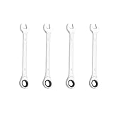 4 Stück Ratschenschlüssel-Set, Ratschen-Ringmaulschlüssel, Cr-V-Stahlschlüssel, 72 Zähne,...