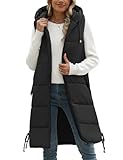 Tuopuda Steppweste Damen Lang Gefütterte Winterweste Outdoor mit Taschen Gilet Wintermäntel...