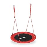 Relaxdays Unisex – Erwachsene, rot Nestschaukel, rund, für Kinder & Erwachsene, verstellbar, Ø...