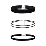 3 Stück Choker Kette Damen,Schwarz Velvet Halsband Damen,Halskette Set,Verstellbare Klassische...