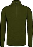 normani Herren Premium Merino Outdoor Langarm-Shirt Longsleeve mit ReiÃŸverschluss, 100%...