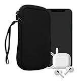 kwmobile Handytasche für Smartphones L - 6,5' - Neopren Handy Hülle Schwarz - Handy Tasche 16,5 x...