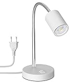 ledscom.de Tischleuchte WAIKA mit Schwanenhals und Schalter weiß matt, inkl. GU10 LED Lampe...