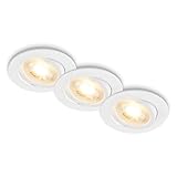 BRILONER - 3er Set LED Einbaustrahler 230V flach, schwenkbar, warmweißes Licht, LED Spot, flach,...