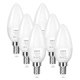 Lepro E14 LED Warmweiss, Glühbirne E14, 4.9W 470 Lumen, 6er-Pack, ersetzt 40W Birne, C37 2700K...