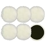 6 Stück Polierpads 125mm Lammwollhaube Polieraufsatz Winkelschleifer Wolle Polierhaube mit Klett...