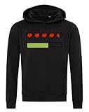 Funny Pixel Styled Health and Energy Bars Hooded Sweatshirt Hoodie Cotton Blend Black, Schwarz , M