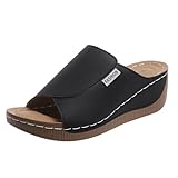 Modische Damen-Sandalen aus einfarbigem Leder, freiliegende Zehen, dicke Sohle, lässige Sandalen...