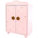 ColorBaby WOOMAX 49362 Woomax Puppenschrank aus Holz mit 3 Kleiderbügeln, rosa Kleiderschrank plus...