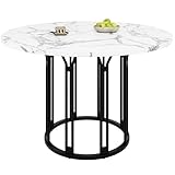 BXEYXE Runder Esstisch (1 Stück) Küchentisch Frühstückstisch Metallbeine Marmormuster...