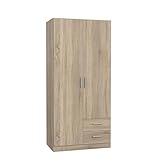 FORTE JOAKIM Schrank 90 200, Kleiderschrank klein, modernes Design Drehtürenschrank mit 2...