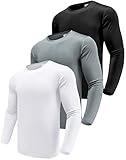 Herren 3er Pack Langarmshirt T-Shirts, UPF 50+ UV Schnelltrocknend Funktionsshirt Laufshirts,...