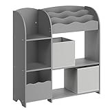 SONGMICS Bücherregal Kinder, Kinderregal für Spielzeug und Bücher, Aufbewahrung mit 2 Boxen, für...