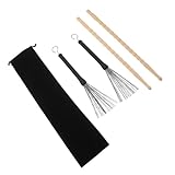 Levemolo 5A Drumsticks Satz Bambus Einziehbare Stahldrahtbürsten mit Tasche E-Drumsticks Zubehör...