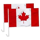 Kanada-Flagge, 2 Stück, 30, 5 x 45, 7 cm, kanadische Autoflagge mit sicherem Clip für Festivals,...
